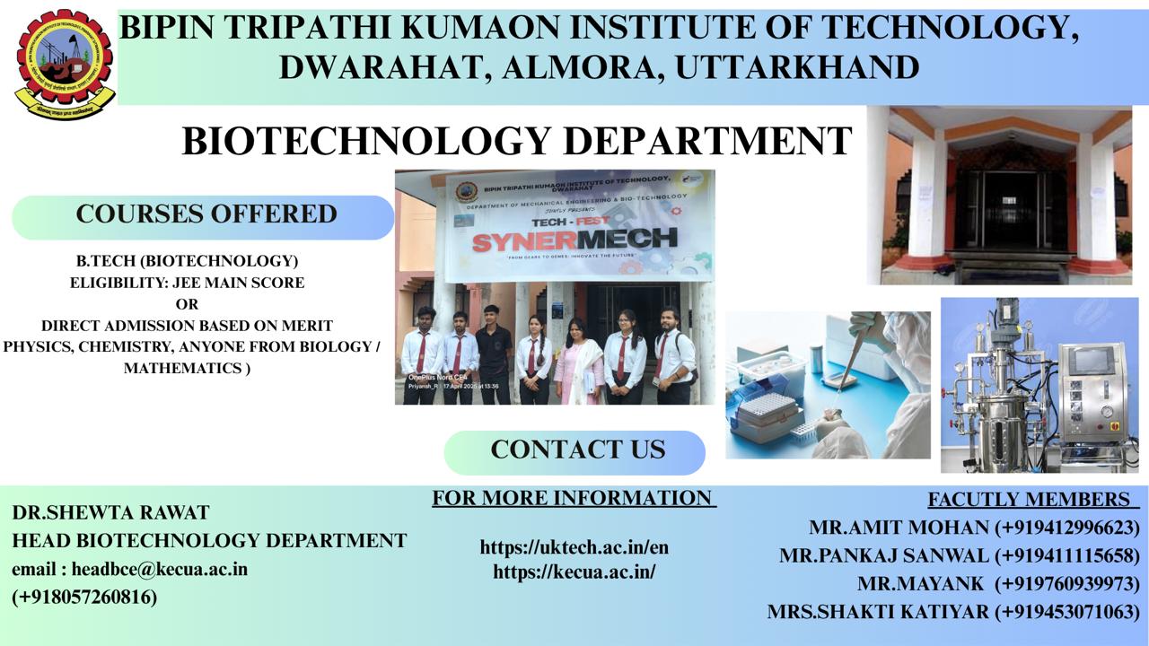 B.Tech. BioTechnology Admission (2025-26) Enquiry - Bipin Tripathi ...